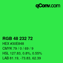 Color code: RGB 48 232 72 | qconv.com