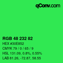Color code: RGB 48 232 82 | qconv.com