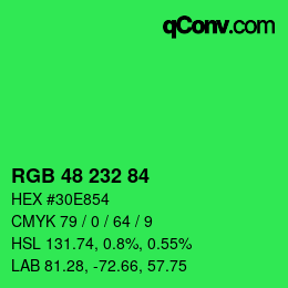 Color code: RGB 48 232 84 | qconv.com