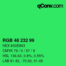 颜色代码: RGB 48 232 99 | qconv.com
