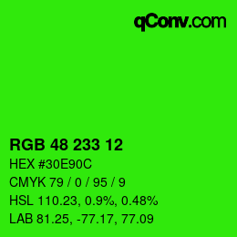Color code: RGB 48 233 12 | qconv.com