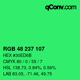 Color code: RGB 48 237 107 | qconv.com