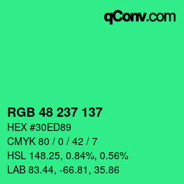Color code: RGB 48 237 137 | qconv.com