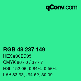 Color code: RGB 48 237 149 | qconv.com