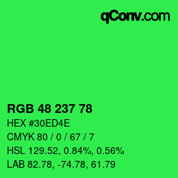 Color code: RGB 48 237 78 | qconv.com