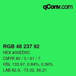 Color code: RGB 48 237 92 | qconv.com