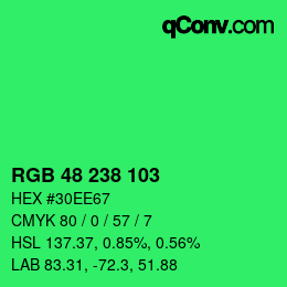 Color code: RGB 48 238 103 | qconv.com