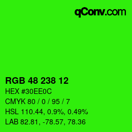 Color code: RGB 48 238 12 | qconv.com