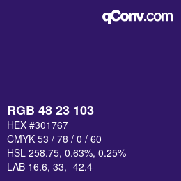 Color code: RGB 48 23 103 | qconv.com