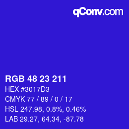 Color code: RGB 48 23 211 | qconv.com