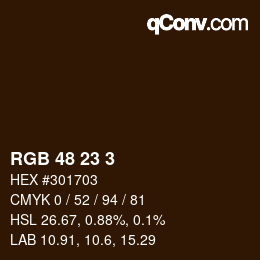 Color code: RGB 48 23 3 | qconv.com