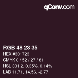 Color code: RGB 48 23 35 | qconv.com