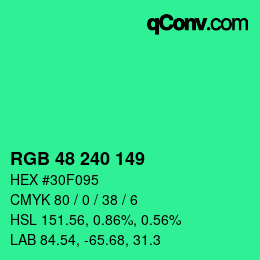 Color code: RGB 48 240 149 | qconv.com