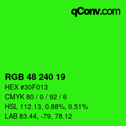 Color code: RGB 48 240 19 | qconv.com