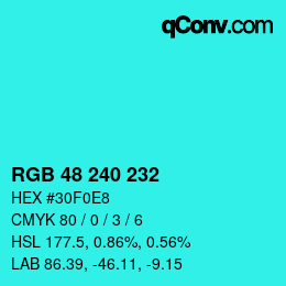 Color code: RGB 48 240 232 | qconv.com