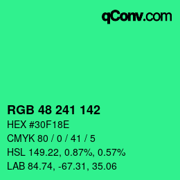 Color code: RGB 48 241 142 | qconv.com