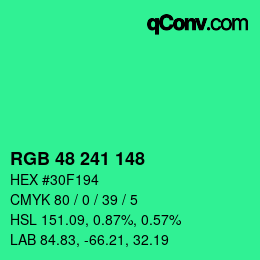 Color code: RGB 48 241 148 | qconv.com