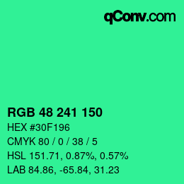 Color code: RGB 48 241 150 | qconv.com