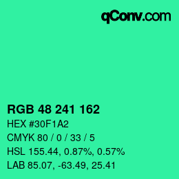 Color code: RGB 48 241 162 | qconv.com