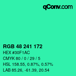 Color code: RGB 48 241 172 | qconv.com