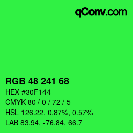 Color code: RGB 48 241 68 | qconv.com