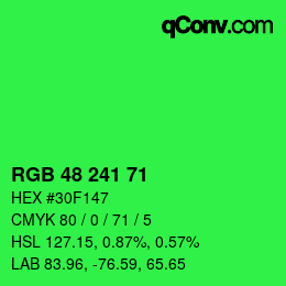 Color code: RGB 48 241 71 | qconv.com