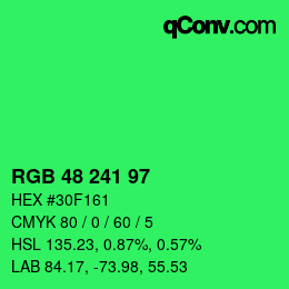 Color code: RGB 48 241 97 | qconv.com