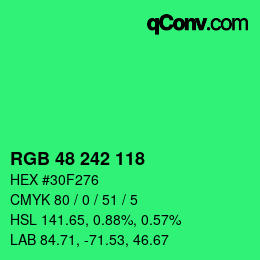 Farbcode: RGB 48 242 118 | qconv.com
