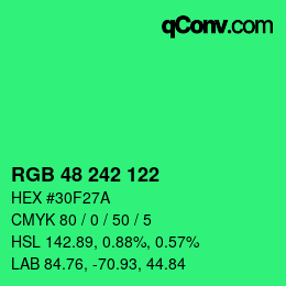 Color code: RGB 48 242 122 | qconv.com