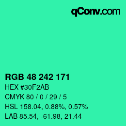 Color code: RGB 48 242 171 | qconv.com