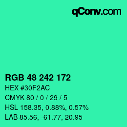 Color code: RGB 48 242 172 | qconv.com