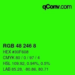 Code couleur: RGB 48 246 8 | qconv.com