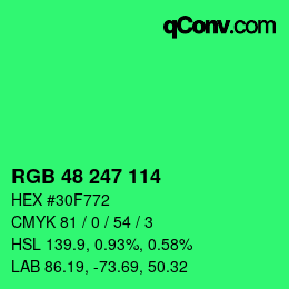 Color code: RGB 48 247 114 | qconv.com