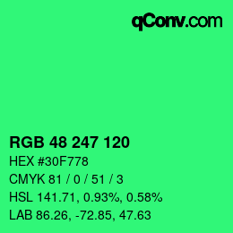 Color code: RGB 48 247 120 | qconv.com