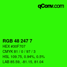 Color code: RGB 48 247 7 | qconv.com