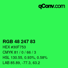 Color code: RGB 48 247 83 | qconv.com