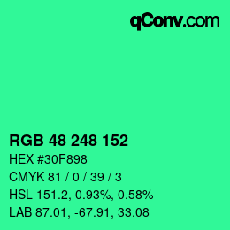 Color code: RGB 48 248 152 | qconv.com