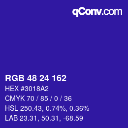 颜色代码: RGB 48 24 162 | qconv.com