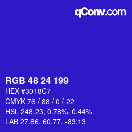 Color code: RGB 48 24 199 | qconv.com