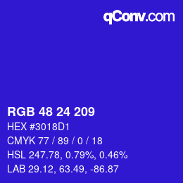 カラーコード: RGB 48 24 209 | qconv.com
