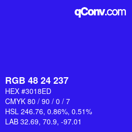 Color code: RGB 48 24 237 | qconv.com