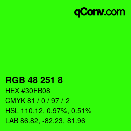 カラーコード: RGB 48 251 8 | qconv.com