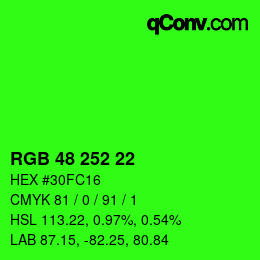 Color code: RGB 48 252 22 | qconv.com
