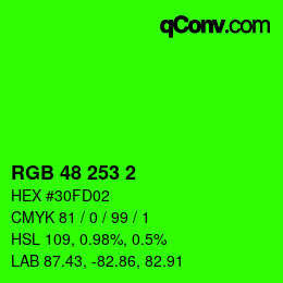 Color code: RGB 48 253 2 | qconv.com