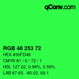 颜色代码: RGB 48 253 72 | qconv.com
