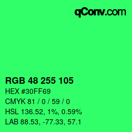 Color code: RGB 48 255 105 | qconv.com