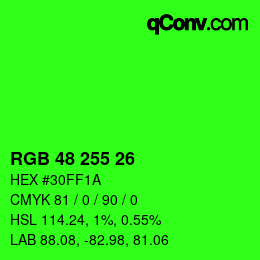 Color code: RGB 48 255 26 | qconv.com