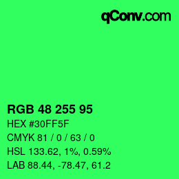 Color code: RGB 48 255 95 | qconv.com