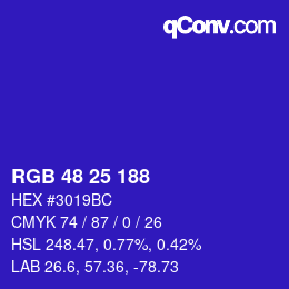 Color code: RGB 48 25 188 | qconv.com