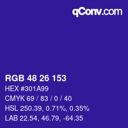 Color code: RGB 48 26 153 | qconv.com
